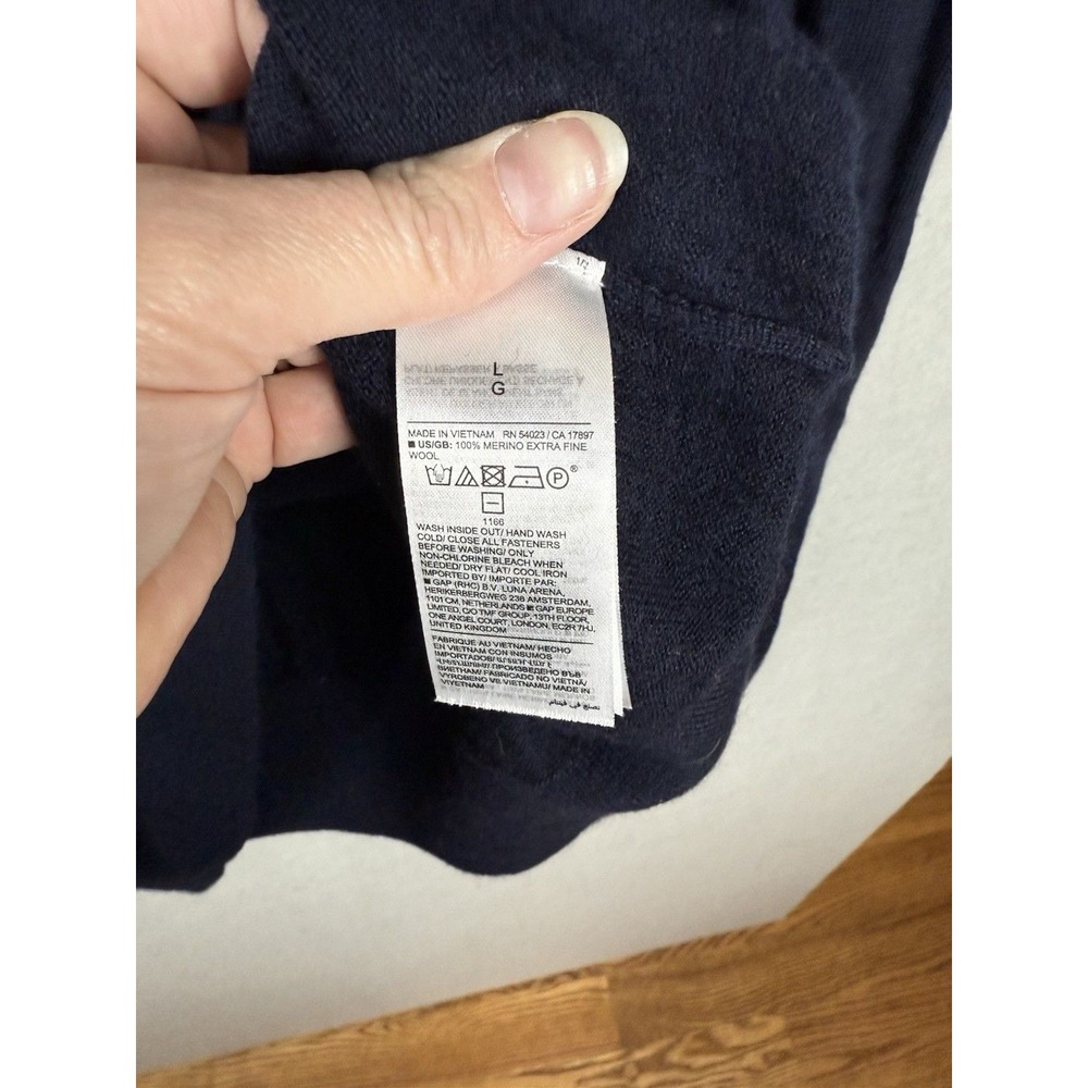 Banana Republic Sweater Mens L‎ Blue 100% Merino Wool Lightweight 1/4 Zip Preppy - Picture 3 of 6